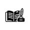 Black solid icon for Literature, biography and writings