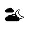 Black solid icon for Mainly, moon and cloud