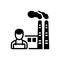 Black solid icon for Manufacturing, smoke and factory