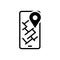 Black solid icon for Mapping, location and journey