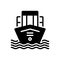 Black solid icon for Mercantilism, ship and sea