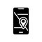 Black solid icon for Mobile Geo Localization, navigation and pin