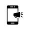Black solid icon for Mobile marketing, advertising and development