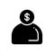 Black solid icon for Money oriented, man and wealth