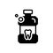 Black solid icon for mouthwash, bottle and antiseptic