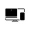 Black solid icon for Multiple Devices, compatibility and digital