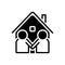 Black solid icon for Neighbor, meet and acquaintance