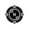 Black solid icon for Nitrogen, gas and molecular