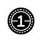 Black solid icon for One, number and numeral