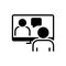Black solid icon for Online Conference, webcam and executive