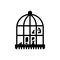 Black solid icon for Parrot In A Cage, parrot and birds