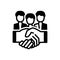 Black solid icon for Partnership, collaboration and handshake