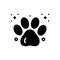 Black solid icon for Paw Print, animal and foot