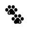 Black solid icon for Pawprints, veterinarian and animal