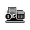 Black solid icon for Payroll, amount and invoice