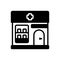 Black solid icon for Pharmacy, apothecary and building