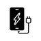 Black solid icon for Phone Charging, battery and energy