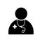 Black solid icon for Physician doctor, health and medical