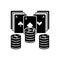 Black solid icon for Poker, chip and card