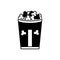 Black solid icon for Pop Corn, food,  bucket and snack