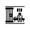 Black solid icon for Prisoner, jailbird and inmate