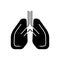 Black solid icon for Pulmonology, lungs and treatment