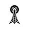 Black solid icon for Radio Tower, antenna and broadcast