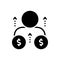 Black solid icon for Raise Salary, raise and pay