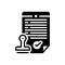 Black solid icon for Regulated, notary and stamp