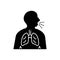 Black solid icon for Respiration trouble, asthma and inhaler