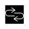 Black solid icon for Response, arrow and reply