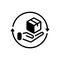 Black solid icon for Returns, package and delivery