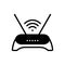 Black solid icon for Router, antenna and hub