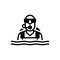 Black solid icon for Scuba, diver and pearl