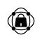 Black solid icon for Security, multicast and cyber