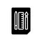 Black solid icon for Sketching Tools, pencil and pen