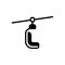 Black solid icon for Ski Lift, slope and ropeway