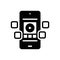 Black solid icon for Social, video and share