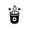 Black solid icon for Soy Candle, lobworm and candlestick