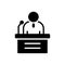 Black solid icon for Speak, orator and podium