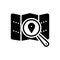 Black solid icon for Spot, magnifier and search