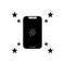 Black solid icon for Starred, stellated and smartphone