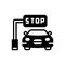 Black solid icon for Stop, moratorium and passenger