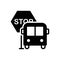 Black solid icon for Stops, arrival and station