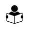 Black solid icon for Studying, book and reading