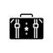 Black solid icon for Suitcase, portmanteau and container