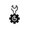 Black solid icon for Technical, wrench and setting