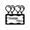 Black solid icon for Thank You, calligraphy and message