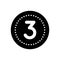 Black solid icon for Three, digit and mathematical