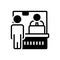 Black solid icon for Ticket Counter, counter and queue